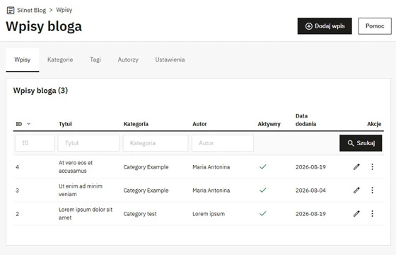 Silnet Blog dla PrestaShop - lista wpisów blogowych